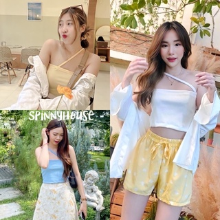 🌈SpinnyHouse🌈 เกาะอกผ้าร่อง สายคาดไหล่ ผ้าร่องญี่ปุ่นไม่บาง พร้อมส่ง 210 ยาโยอิ O104E