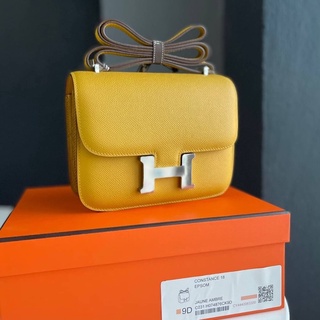 💯💯HERMES  CONSTANCE JAUNE Ambre 18 EPSOM   Silver  buck STAMP Z ( แสตมป์ปีใหม่ตามฉบับของแท้ออกแบบตามของแท้ทุกรายละเอียด