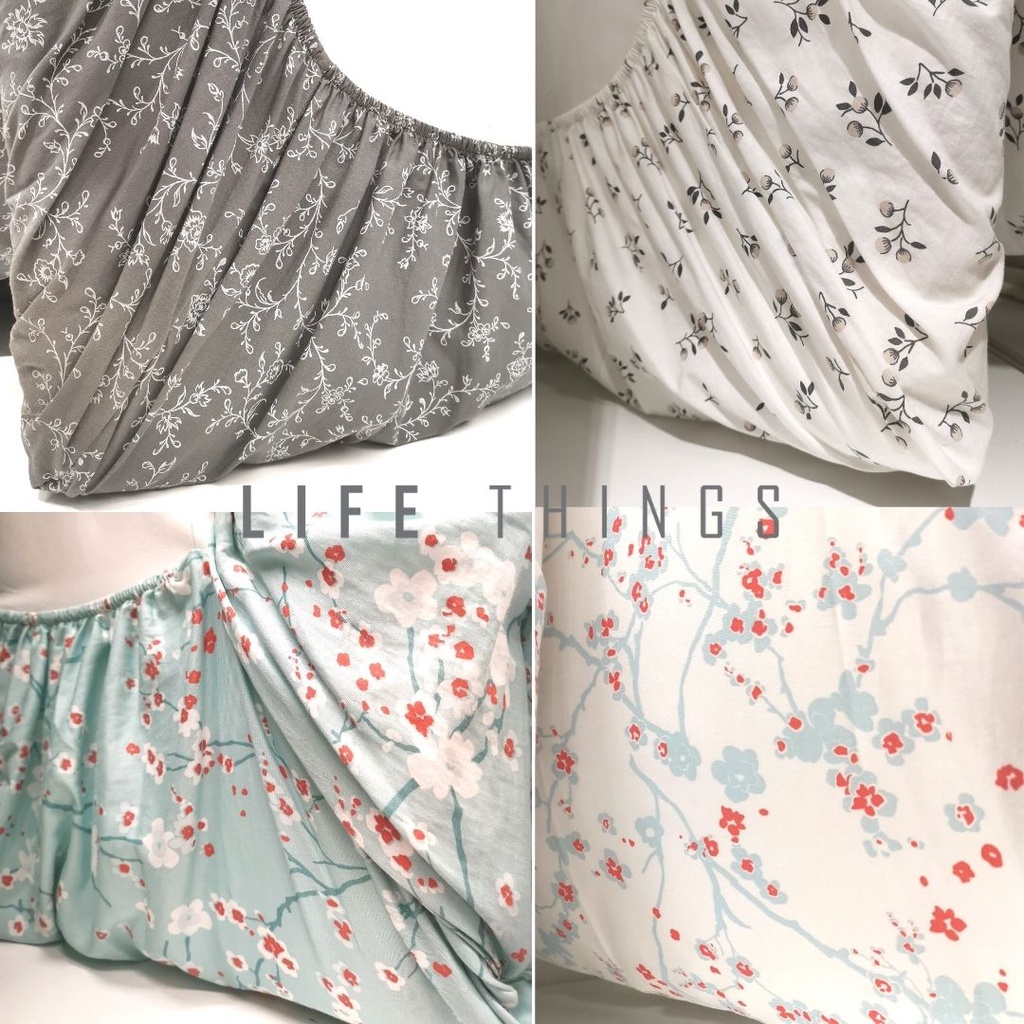 ผ้าปูที่นอน IKEA ผ้าปูที่นอนรัดมุม KOPPARRANKA/SANDLUPIN/ASKLONN Cadar sama ส่ง (ลายฟลอราล)