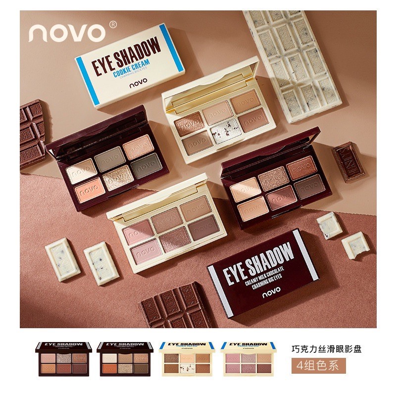 **ราคาเซลล์ ไม่มีกล่อง** อายแชโดว์ช็อกโกแลต เนื้อแมท กลิตเตอร์ 6 ช่อง Eyeshadow Chocolate novo No.5394