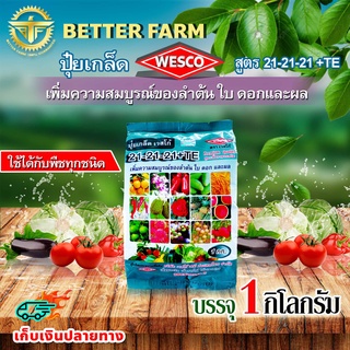 บรรจุ 1 กิโลกรัม WESCO ปุ๋ย 21-21-21 +TEเพิ่มความสมบูรณ์ของลำต้น ใบ ดอกและผล