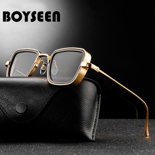 แว่นตากันแดดผู้ชาย BOYSEEN แว่นตากันแดด Retro Metal Frame Steam punk 58157Z