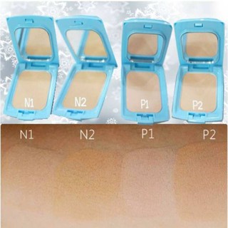 สีฟ้า ตลับจริง Cute press Evory Snow Whitening oil control foundation powder spf30 PA+++ แป้งคิวเพรส