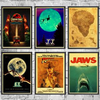 โปสเตอร์ภาพยนตร์ Jaws The Termina Jurassic Park Spielberg สไตล์เรโทร สําหรับตกแต่งผนัง