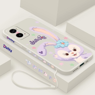 Oppo A96 A76 A95 A31 น่ารัก Stellalou เคสขอบสี่เหลี่ยม ซิลิโคนเหลว ด้านหลัง TPU เคสนิ่ม พร้อมสายคล้อง