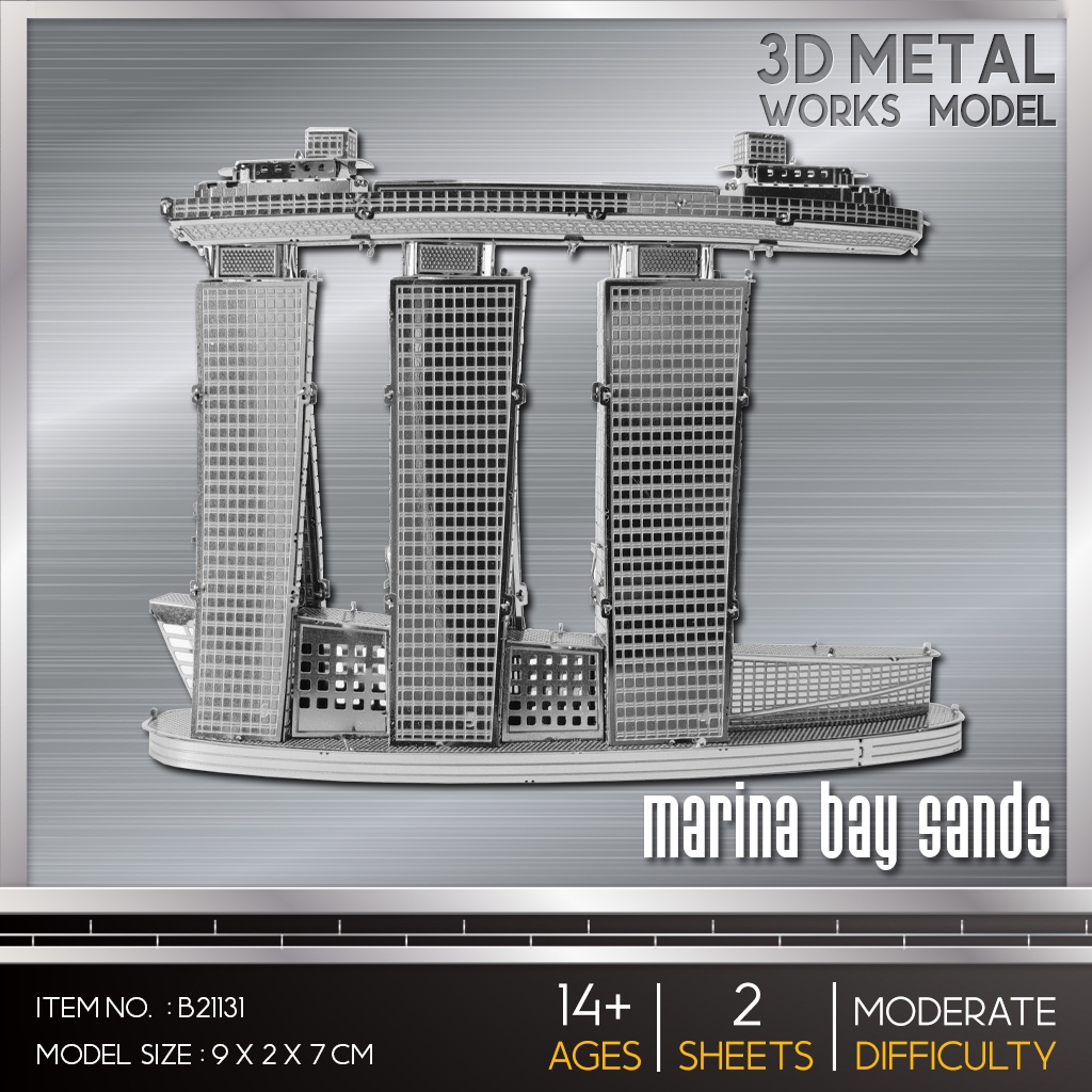 โมเดลโลหะ 3 มิติ Marina Bay Sands มารีนาเบย์แซนส์ B21131 สินค้าเป็นแผ่นโลหะต้องต่อเอง พร้อมส่ง