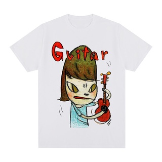 Yoshitomo Nara Guitar เสื้อยืดลําลอง แขนสั้น คอกลม สีขาว แฟชั่นฤดูร้อน สําหรับผู้ชาย ไซซ์ S-3XL