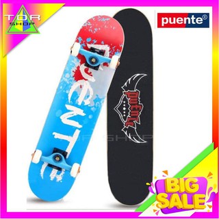 สเก็ตบอร์ด PUENTE  สเก็ตบอร์ด เริ่มต้น skateboard ผู้ใหญ่ Four-wheel Double Kick Deck Skateboard with T-shape Gadg