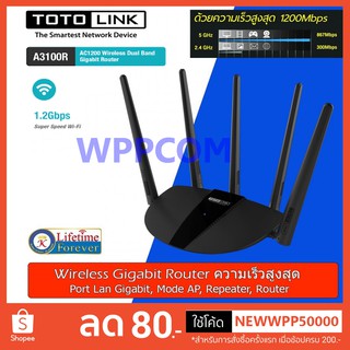 Router TOTOLINK รุ่น A3100R AC1200 Wreless Dual Band Gigabit Router (ประกันศูนย์ตลอดอายุการใช้งาน)