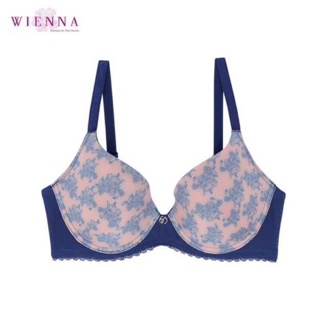 WIENNA BRA Tropical DB33303 เสื้อชั้นในลายพิมพ์ ชุดชั้นในเวียนนา สีน้ำเงิน สีเขียว CARNATION ROSE