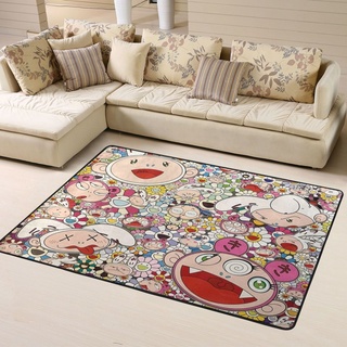 Takashi Murakami พรมโพลีเอสเตอร์ พิมพ์ลาย กันลื่น ขนาด 160*120 ซม. (63*48 นิ้ว) สําหรับตกแต่งบ้าน