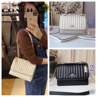 🎄พร้อมส่ง🌟Coach กระเป๋าสะพายไหล่ข้างเดียวผู้หญิงสีทึบกระเป๋าหนังทั้งใบจุด 2561