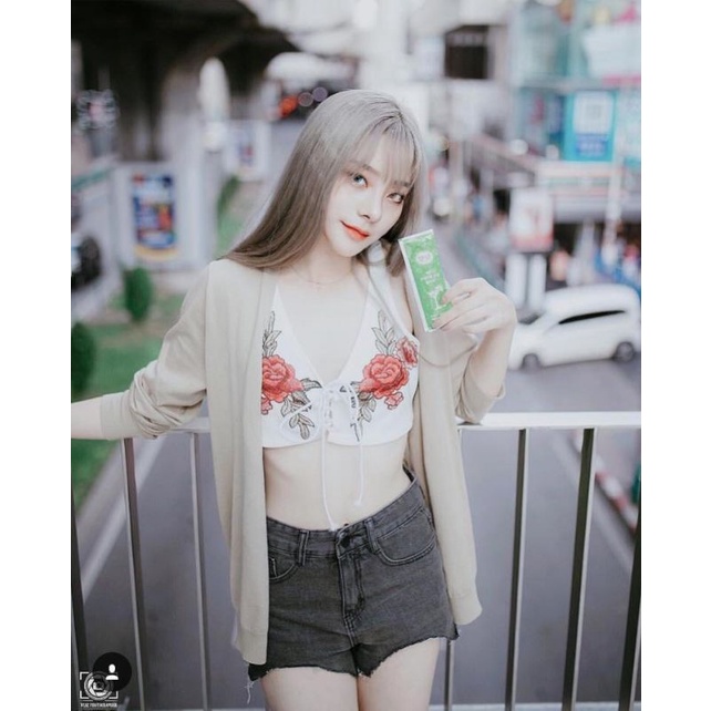โทนสีน้ำตาล cardigan เสื้อคลุมคาร์ดิแกนไหมพรม รูปที่ 4