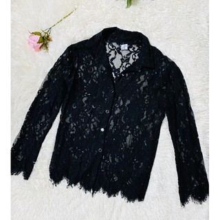 Lace Shirt เสื้อลูไม้สีดำทั้งตัว งานป้าย Matida