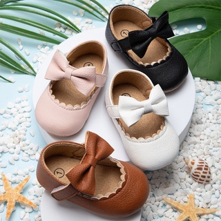 SOME Baby First Walkers Shoes with Rubber Sole Soft Sole PU Leather Bow Girls Ballet Dress Walking Shoes for Toddler Shoes