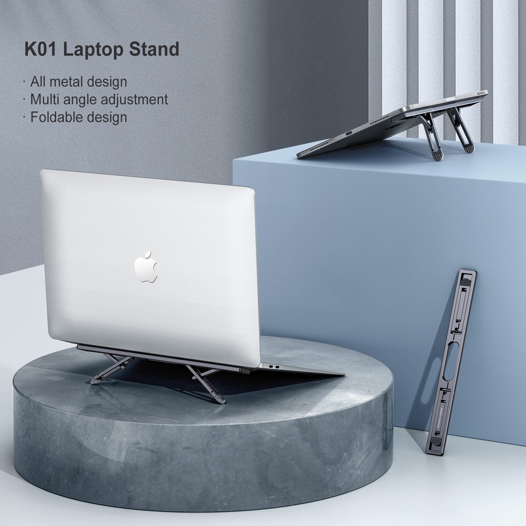 Oatsbasf Aluminum Laptop Stand Vertical Notebook Stand for MacBook Air Pro 4-speed Adjustable mount Foldable Laptop Cool