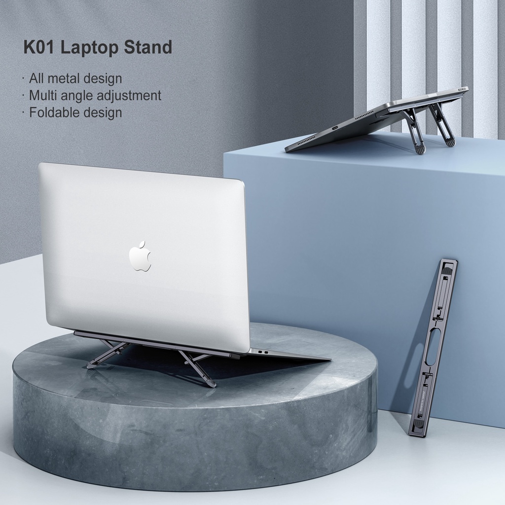 Oatsbasf Aluminum Laptop Stand Vertical Notebook Stand for MacBook Air Pro 4-speed Adjustable mount 