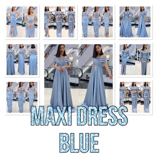 🔴แชทถามสต็อคก่อนจ่ายเงิน🔴 MAXIDRESS BLUE เดรส เดรสฟ้า เดรสราตรี เดรสออกงาน เดรสสั้น  เดรสระบาย เดรสไปงาน