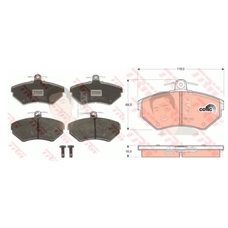 GDB1437 ผ้าเบรค-หน้า(TRW) (เนื้อผ้า COTEC) VW VENTO 1.8 ABS 95-98