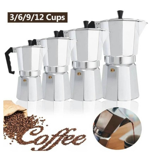 3/6/9/12cups italian moka หม้ออะลูมิเนียมสําหรับใช้ชงกาแฟเอสเพรสโซ่＊สินค้าพร้อมส่ง＊