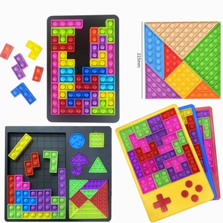 &lt;27 ชิ้น / เซต&gt; Pop It Tetris Fidget Unlimited Mosaic Blocks Bubble ของเล่นคลายเครียด ปริศนา เพื่อพัฒนาสมอง