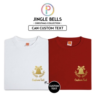 เสื้อยืดผ้าฝ้าย เสื้อยืดคริสต์มาส[Adult/Kid] Merry Christmas Jingle Bells T-shirt Baju Celebration Family Couple Party G