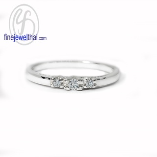 Finejewelthai-แหวนมินิมอล-แหวนเพชร-เพชรสังเคราะห์-แหวนเงินแท้-Minimal-Diamond-CZ-Silver-Ring-R1435cz