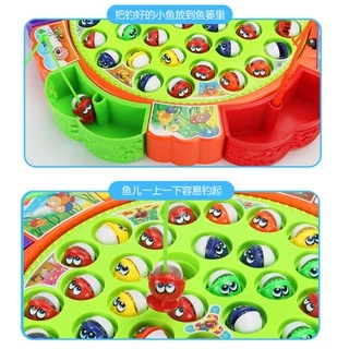 doti เกมส์ตกปลา มีเสียงเพลง หมุนได้ ชุดเกมส์ตกปลาพร้อมเบ็ด ของเล่นตกปลา