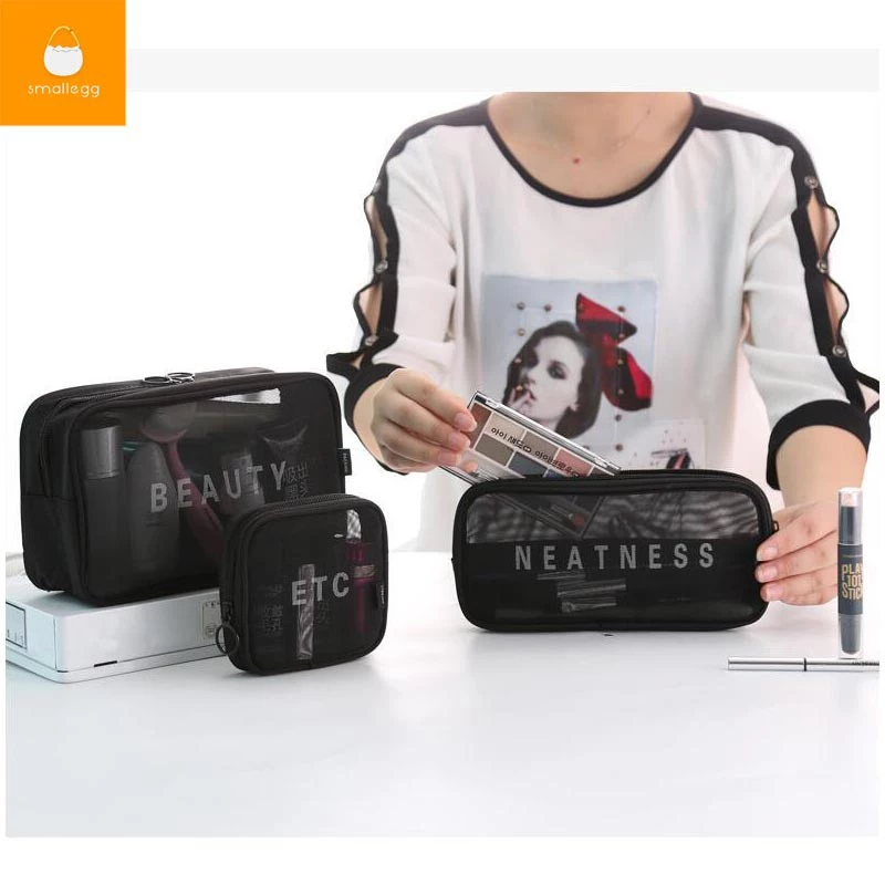 พร้อมส่งค่ะ👏กระเป๋าผ้าตาข่าย กระเป๋าจัดระเบียบ กระเป๋าเครื่องสำอาง สำหรับเดินทาง (มี 3 ขนาด S M L)  ความจุสูง thumbnail 9