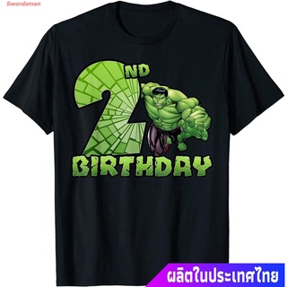 เสื้อแฟชั่นผญ เสื้อยืด เสื้อยืดลำลอง Marvel Avengers Hulk Smash 2nd Birthday T-Shirt Sports T-shirt