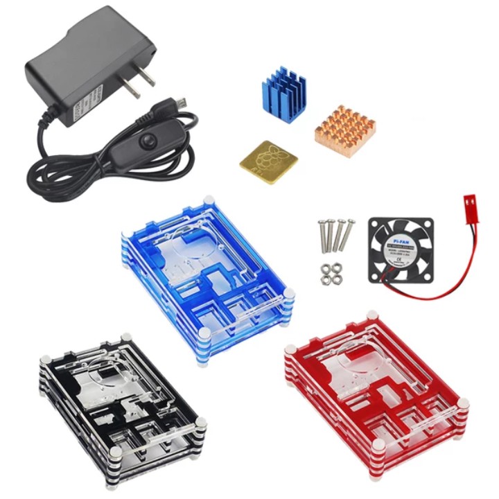 แพ็คเกจอุปกรณ์เสริม Raspberry Pi สําหรับพัดลมเชลล์พลังงาน Raspberry Pi 3B+/3B