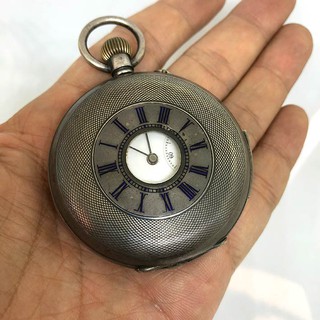 นาฬิกามือสอง ของแท้ นาฬิกาพกไขลาน pocket watch 1900 ขนาดตัวเรือน 54 mm หน้าปัดกระเบื้องขาวพิมพ์โรมันดำ