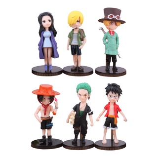 โมเดลฟิกเกอร์ PVC อนิเมะ One Piece Monkey D Luffy Roronoa Zoro Nico Robin Miss Sanji Ace 6 ชิ้น ต่อชุด