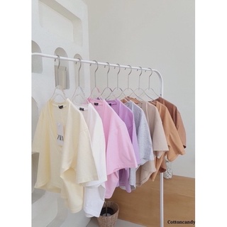 เสื้อครอปคอวี ทรง oversize_CottonCandy