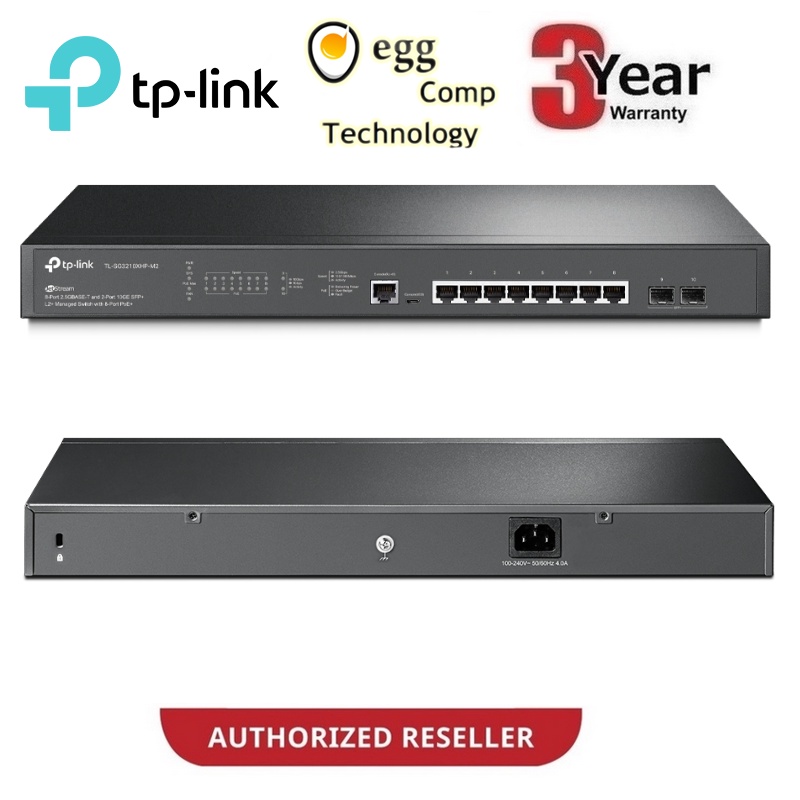 TP-LINK TL-SG3210XHP-M2 JetStream 8-Port 2.5GBASE-T and 2-Port 10GE SFP+ L2+ Managed Switch with 8-P