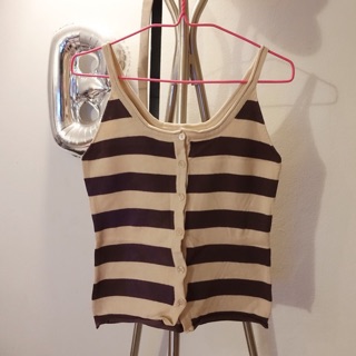 Cream-Brown Striped Knitting