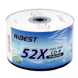 แผ่นซีดีบันทึกข้อมูล​ CDR.Ribest 700MB 52X บรรจุ​ 50​ แผ่น