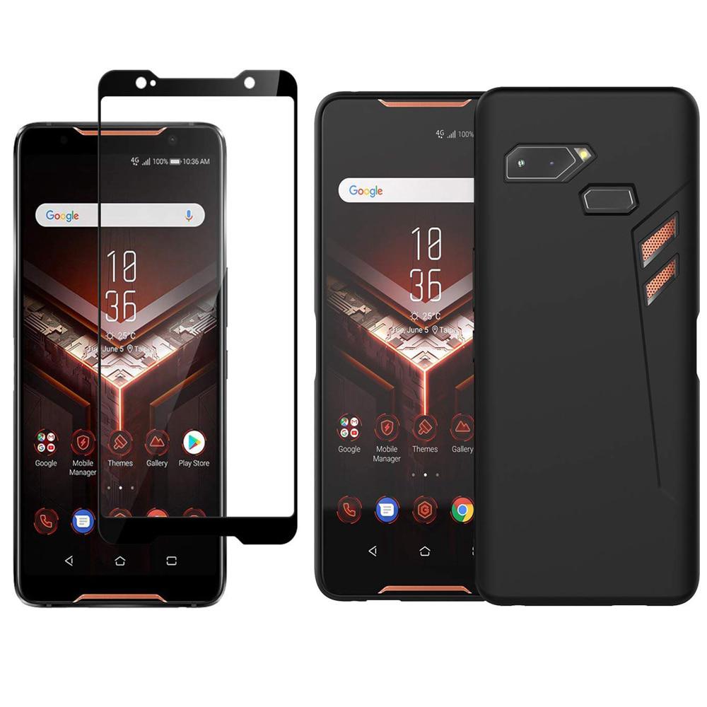 ASUS ROG Phone 2018 เคส TPU สีดำอ่อนพร้อมกระจกนิรภัย ASUS ZS600KL ZS 600KL Z01QD ASUS_Z01QD