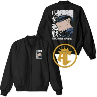 เสื้อแจ็กเก็ตบอมเบอร์ ลายอนิเมะ JUJUTSU KAISEN GOJO SATORU สําหรับผู้ชาย และผู้หญิง