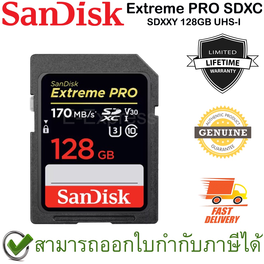 SanDisk Extreme Pro SDXC SDXXY 128GB UHS-I SD Card ของแท้ ประกันศูนย์ Limited Lifetime Warranty