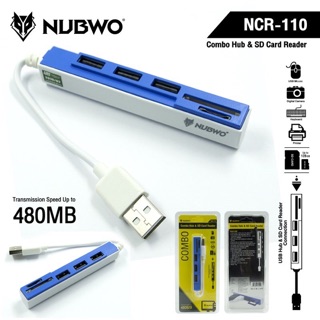 NUBWO Hub (2 in 1)3 Port + Card Reader รุ่น NCR-110  Nubwo Hub USB2.0 3port+Reader  พร้อมตัวอ่านการ์ดได้