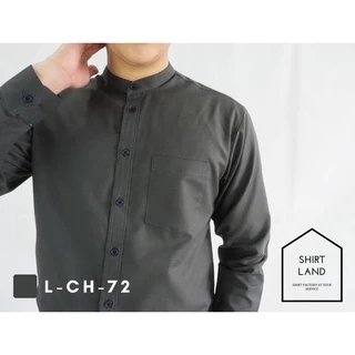 คอจีน/แขนยาว (สีเข้ม) M/L/XL ผ้า OXFORD - SHIRT LAND เสื้อเชิ้ตผู้ชาย long Sleeve Chinese Mandarin Collar Shirt