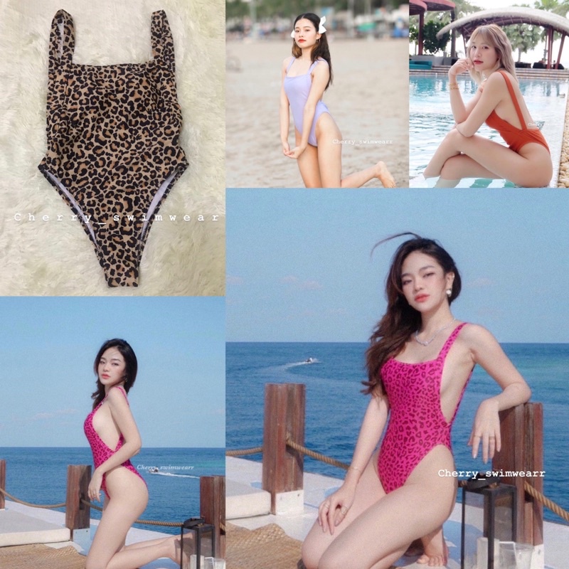 ชุดว่ายน้ำวันพีชไฮคัทเว้าหลัง ลายเสือ บิกินี่พร้อมส่งจากไทย By Cherry_swimwearr