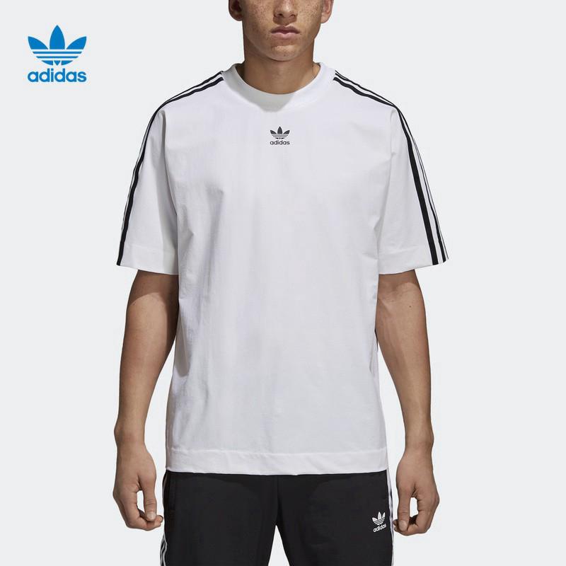 Adidas Originals เสื้อยืดลำลองสำหรับผู้ชายแขนสั้นสีขาว Casual