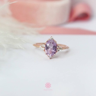 Rosenmarry/ แหวนพลอยอเมทิสแท้ ขนาดพลอย 8*6 มิล ตัวเรือนเงินแท้925  RR075A