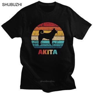 เสื้อครอปสายฝอ - วินเทจ Akita Inu เสื้อยืดผู้ชายผ้าฝ้ายลําลองเสื้อยืดกราฟิกอินเทรนด์แขนสั้นญี่ปุ่นส