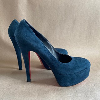 รองเท้าส้นสูง Navy Suede Platform Heels