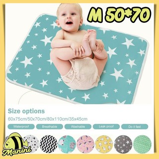 MANINI ขนาดไซส์ M 50*70 cm แผ่นรองกันเปื้อน รองฉี่ กันน้ำ ผ้ารองเปลี่ยนผ้าอ้อม ผ้ารองกันปัสสาวะ ซักได้ กันน้ำได้ 100%