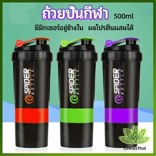 Lawan แก้ววผสมผงโปรตีน แก้วเชค แก้วชงเวย์ ขวดน้ำฟิตเนส  sports shaker cup