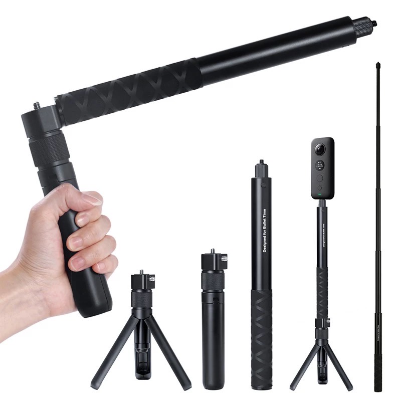 Puliz Bullet Time Handheld Invisible Selfie Stick for Insta360 Gopro Max Grip 360 Rotation Tripod